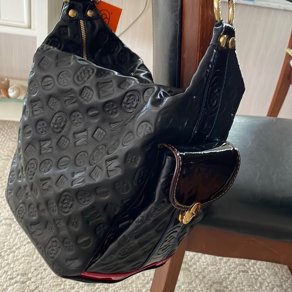 NWT Marino Orlandi BLACK/shoulderbag/Tote Emboss Italy Leather converts